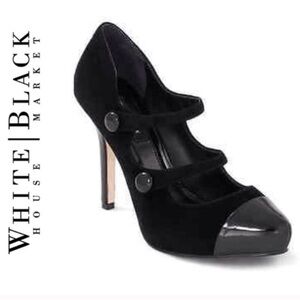 NEW WHBM Black Suede Mary-Jane Platform Heels!